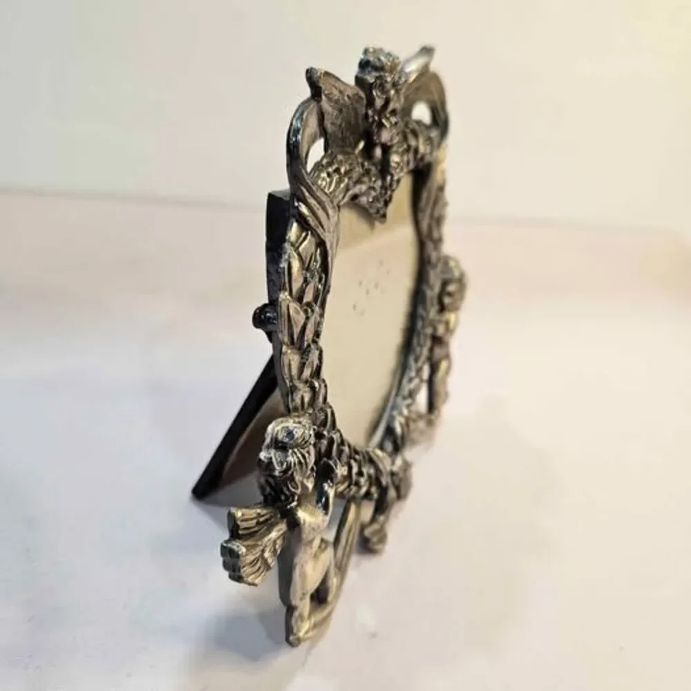 Vintage Silver Cherub Heart Picture Frame